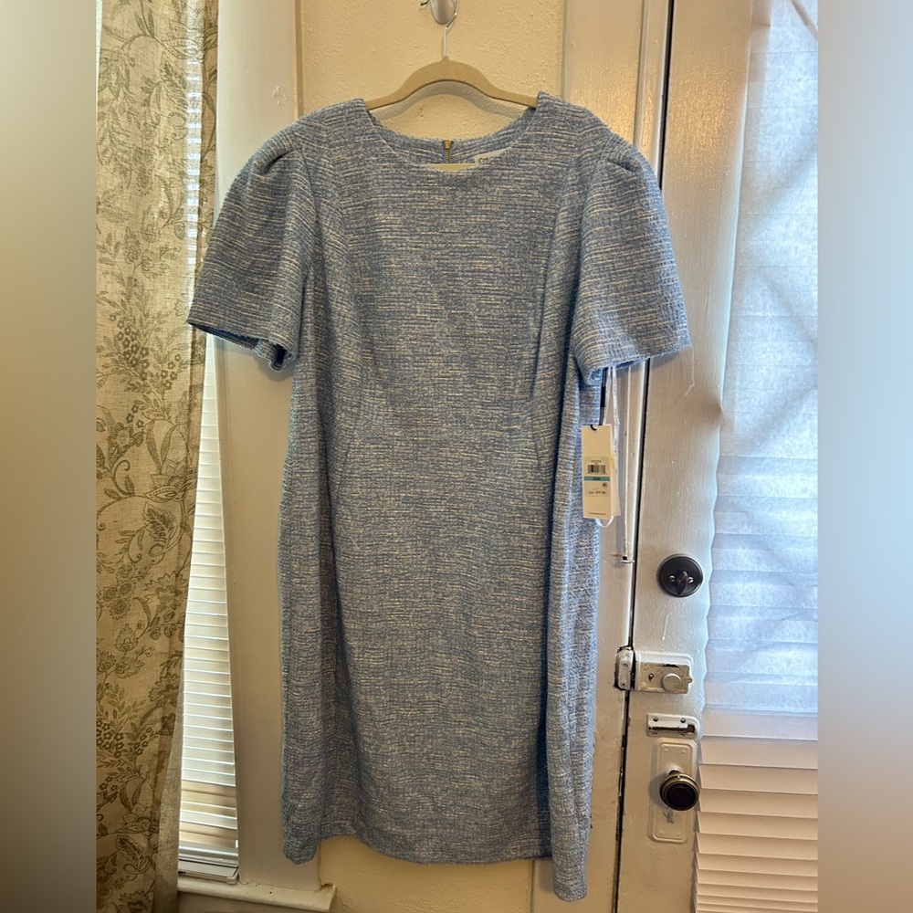 Calvin Klein Textured Blue Midi Dress